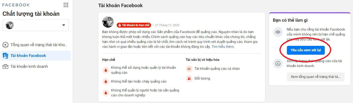 Cách khắc phục Tài khoản bị hạn chế quảng cáo