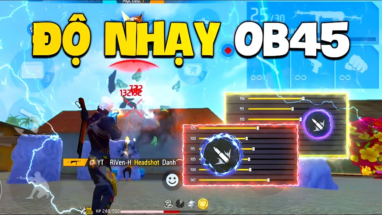 Cách chỉnh độ nhạy FF dễ headshot ob45