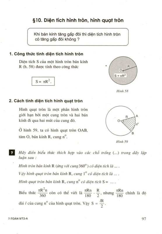 Công thức tính hình quạt tròn
