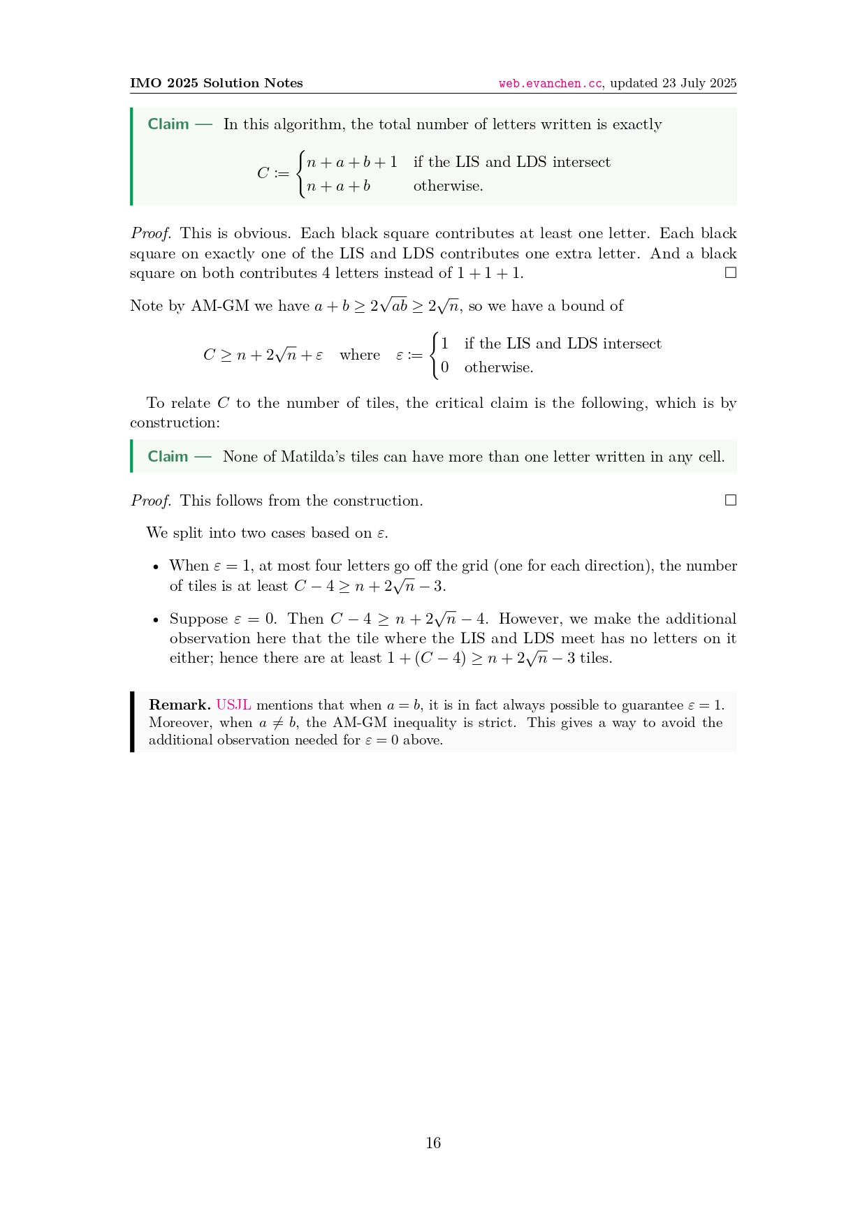 Lời giải bài 6 IMO 2025 từ Ban Tổ Chức | Problem 6 Solution 6