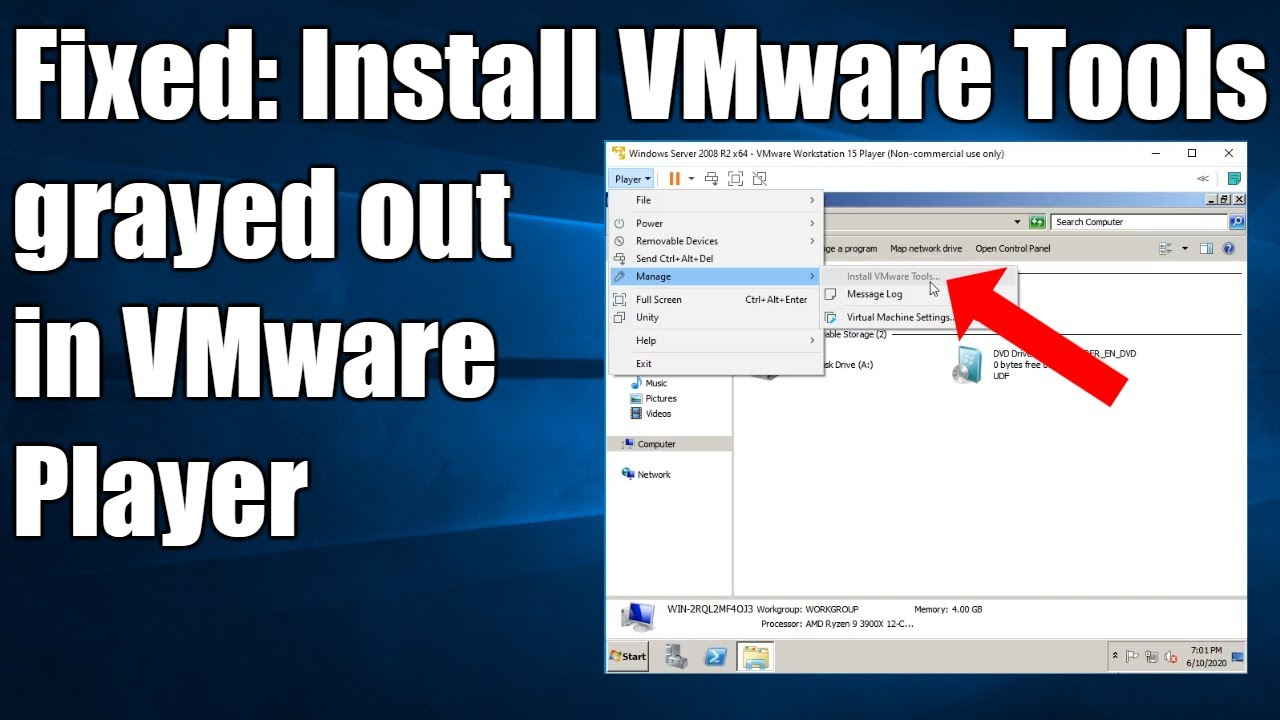 Install VMware Tools greyed out VMware Workstation 17