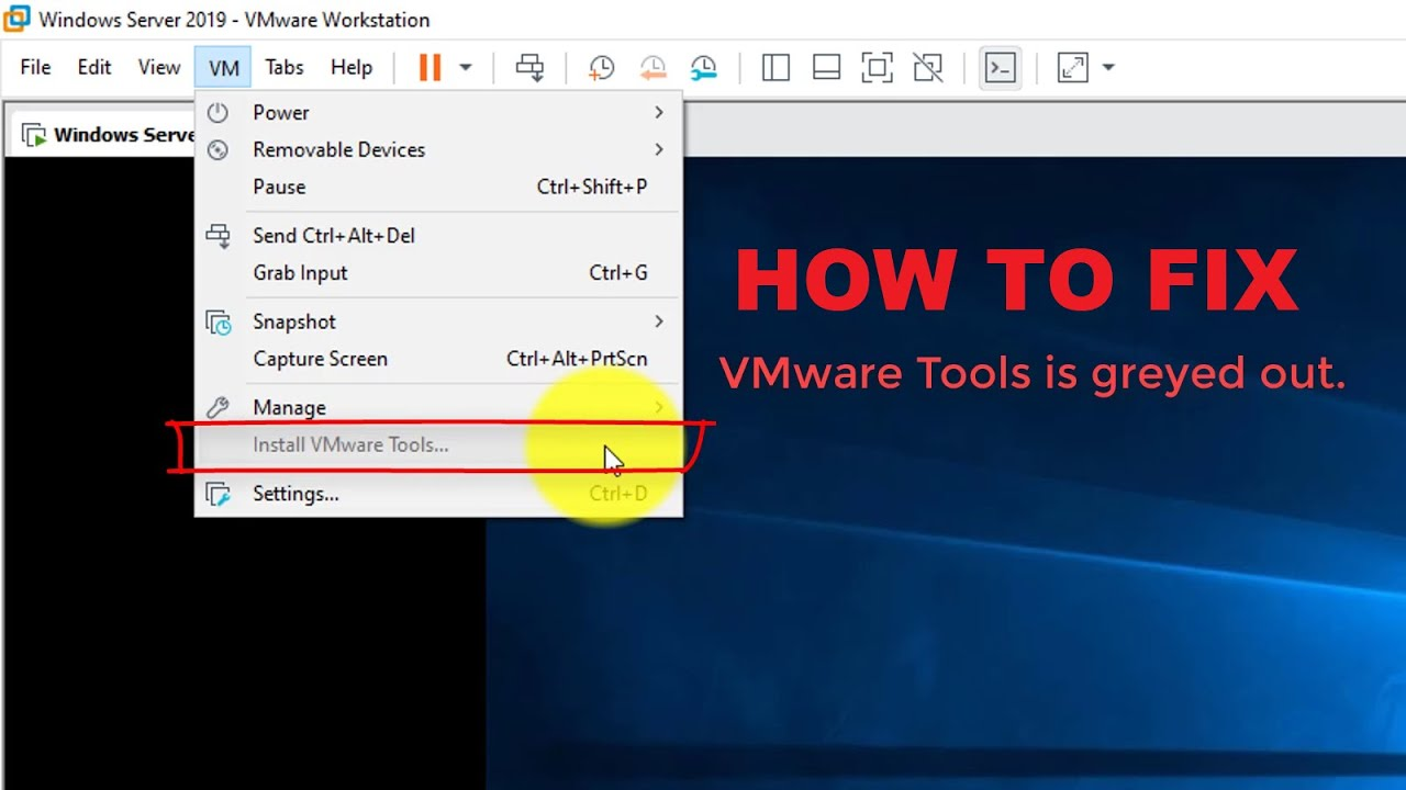 Install VMware tools greyed out