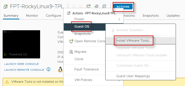 Install open VM tools Rocky Linux