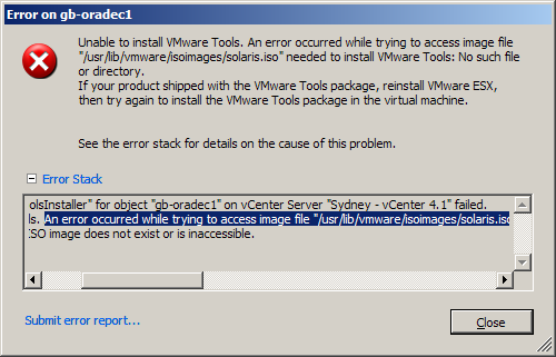 Unable to install VMware tools