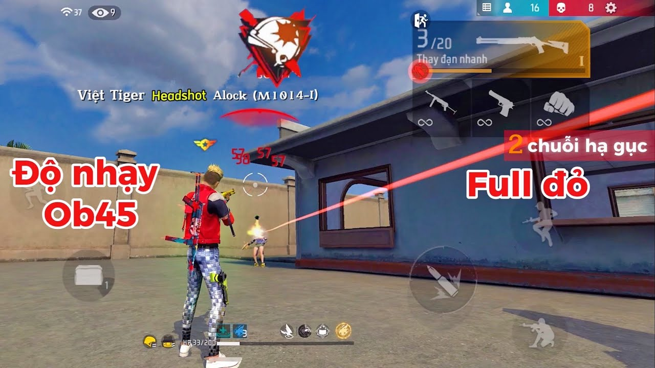 Độ nhạy ff full đỏ iphone tự ghim đầu