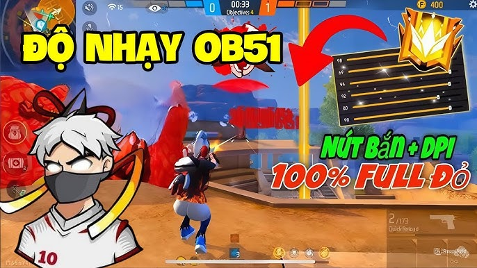 Độ nhạy ff full đỏ ob51 tự ghim