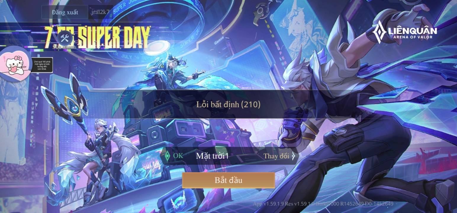 Liên quân bị lỗi bất định 210