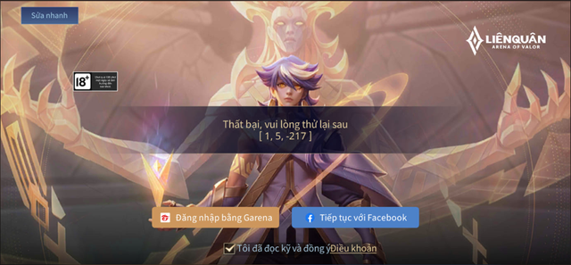 Lỗi đăng nhập liên quân mobile bằng facebook trên android